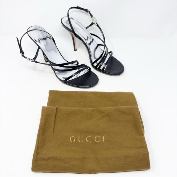 Gucci Strappy GG Sandals Leather Heels Size 39.5 - Picture 12 of 12